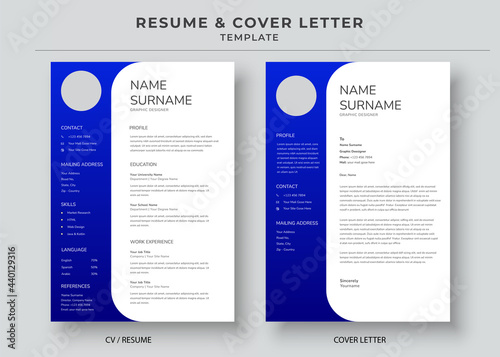 Resume and Cover Letter template, Minimalist resume, Cv professional jobs resumes