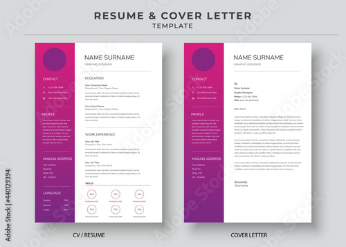 Resume and Cover Letter template, Minimalist resume, Cv professional jobs resumes