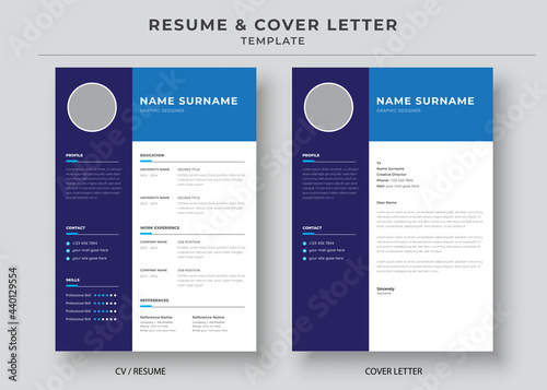 Resume and Cover Letter template, Minimalist resume, Cv professional jobs resumes