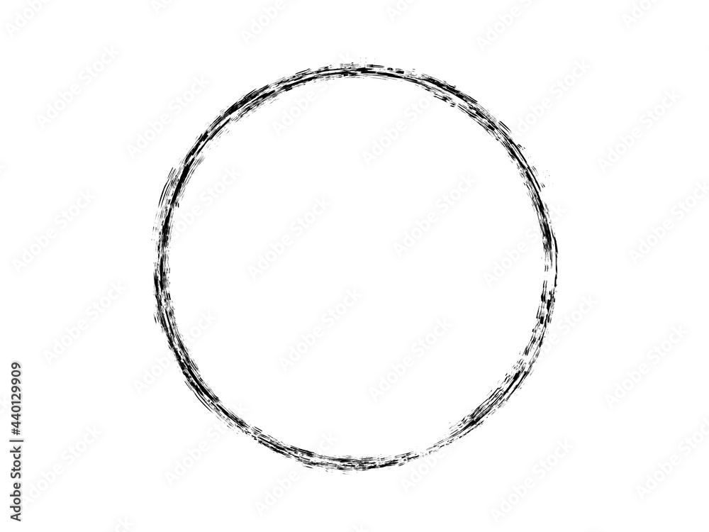 Grunge circle made of black paint using art brush.Grunge oval shape made for marking on the white background. Grunge circle made of black paint using art brush.Grunge oval shape made for marking on the white background.