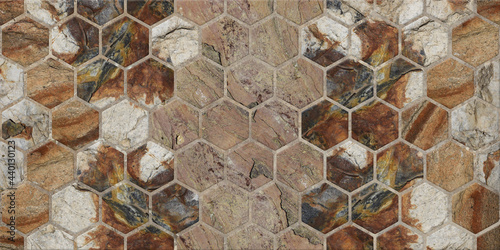 mosaic background with colorful stone texture in honeycomb form