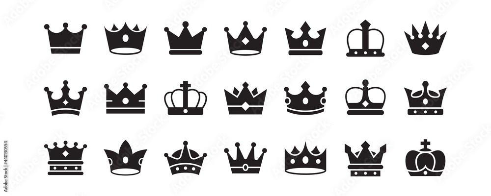 Crown, coronet, diadem icon set. Vector graphic illustration.