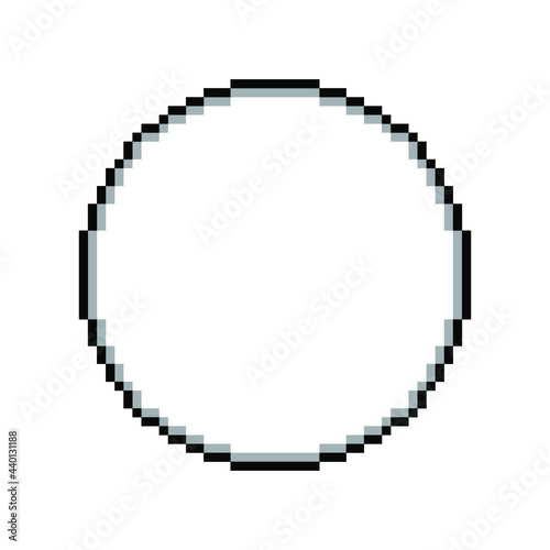 pixel circle, pixelated circular border. 8 bits. pixelart. icon can be used in video games or retro futuristic graphics