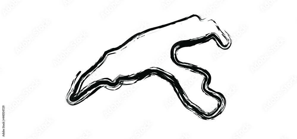 Circuit Spa course, Belgium. Spa-Francorchamps, Stavelot ( f1; formula ). Grand prix race track for motorsport or motor racing. Vector, line pattern. Top view.