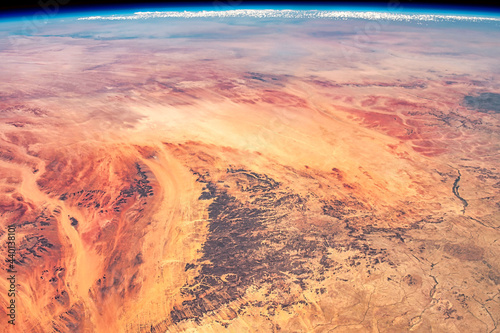 Fototapeta Naklejka Na Ścianę i Meble -  Planet Earth is seen from space. The ISS flies over Africa and Madagascar. Elements of this image furnished by NASA