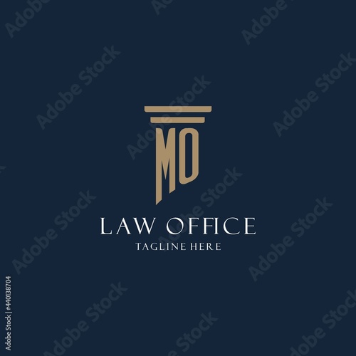 MO initial monogram logo for law office, lawyer, advocate with pillar style