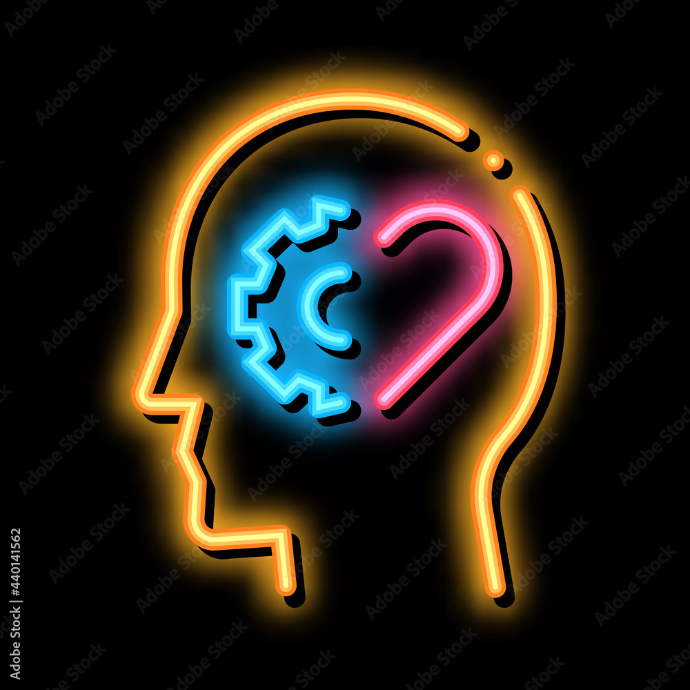 human think about heart health neon light sign vector. Glowing bright icon human think about heart health sign. transparent symbol illustration human think about heart health neon light sign vector. Glowing bright icon human think about heart health sign. transparent symbol illustration