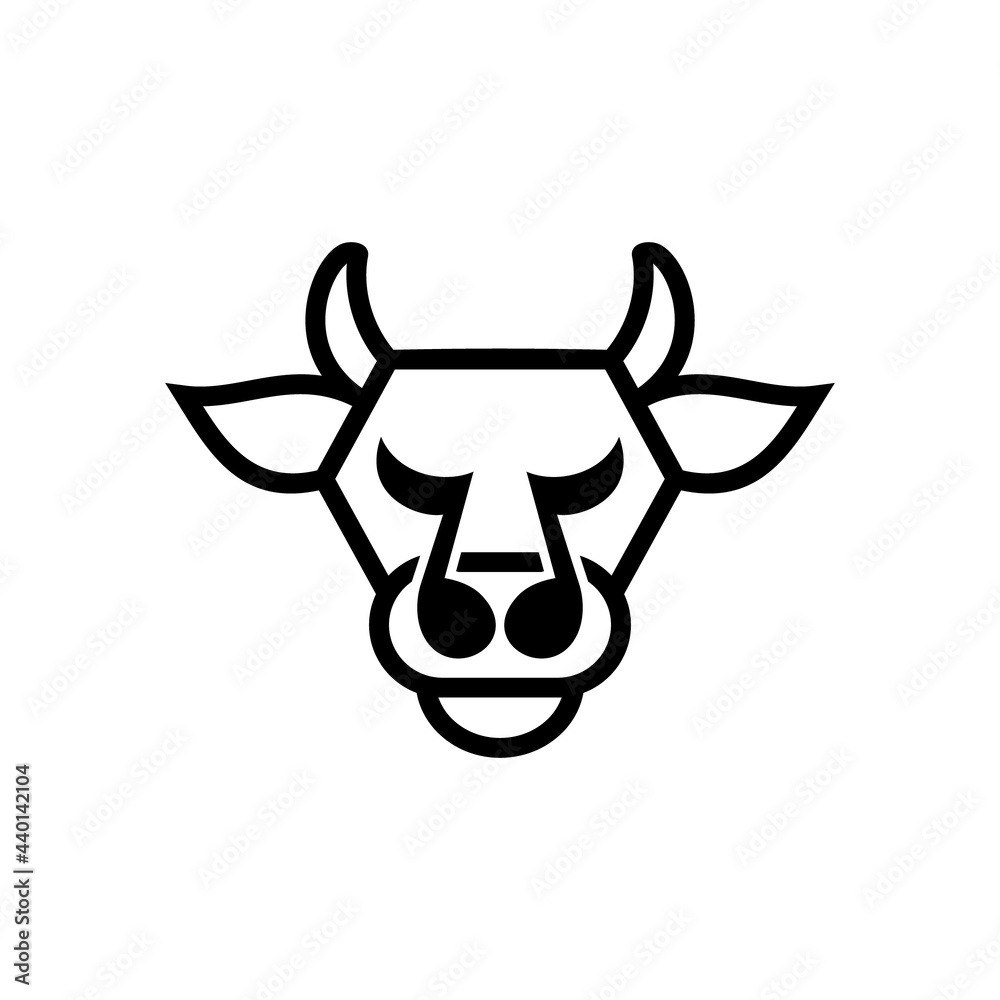 Logo Design Vector Combination of Cow and Music Note. Abstract emblem, design concept, logo, logotype element, template Logo Design Vector Combination of Cow and Music Note. Abstract emblem, design concept, logo, logotype element, template