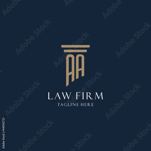 AA initial monogram logo for law office, lawyer, advocate with pillar style