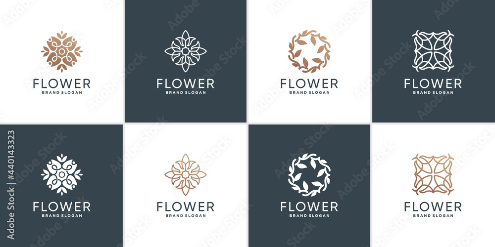 Set of flower logo template with creative style Premium Vector Set of flower logo template with creative style Premium Vector