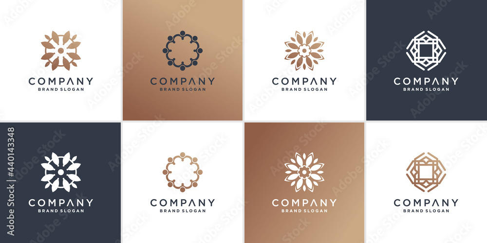 Set of abstract flower logo template Premium Vector