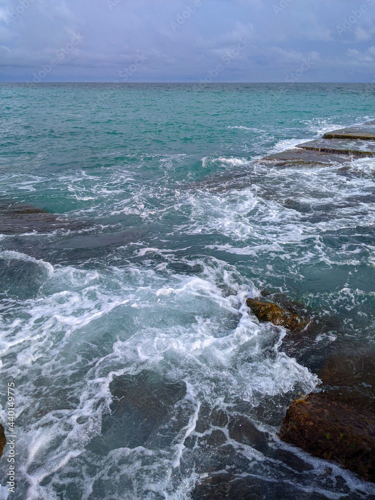 Fototapeta premium Beauty and strength of a deep blue sea. Beautiful seawaves texture.