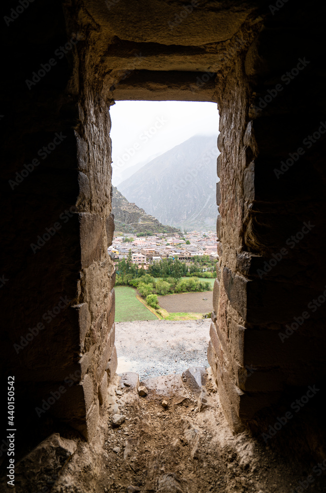Tambomachay. view to Ollantaytambo valley, Sacred Valley, Cusco, Perú
Vertical shoot.