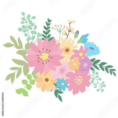 結婚式ギフトカード用手描きの花束イラスト　Vector illustration bouquets of flowers. Design template