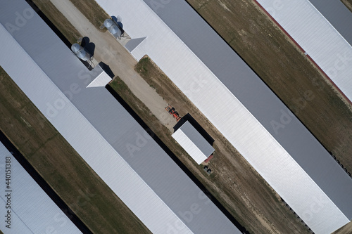 Aerial photo of poultry barns, Accomack County on the Eastern Shore of Virginia, USA