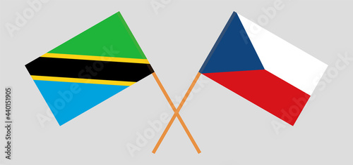 Crossed flags of Tanzania and Czech Republic. Official colors. Correct proportion
