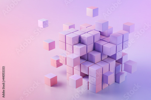 3D illustration of pink cubes photo