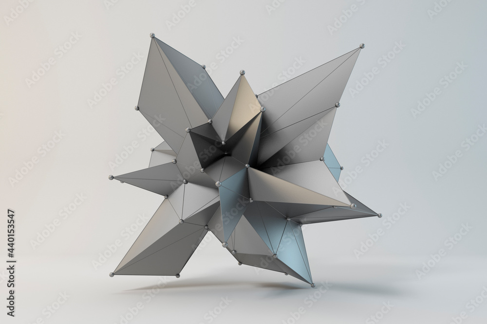 Three dimensional render of small spheres interconnecting abstract shape Three dimensional render of small spheres interconnecting abstract shape