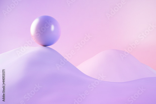 3D illustration of sphere on mountain