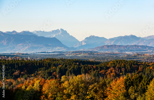 View to the Zugspitze in autumn, Bavaria, Germany photo