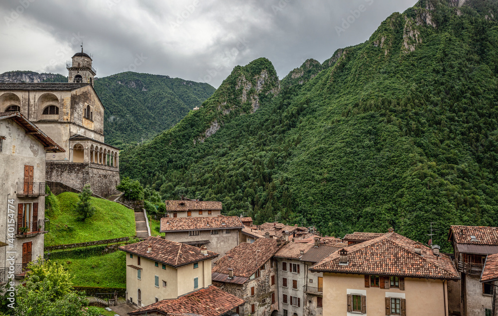 Houses near San Giorgio church in Baglino, Province of Brescia, Lombardy, Italy Houses near San Giorgio church in Baglino, Province of Brescia, Lombardy, Italy