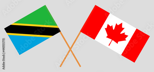 Crossed flags of Tanzania and Canada. Official colors. Correct proportion