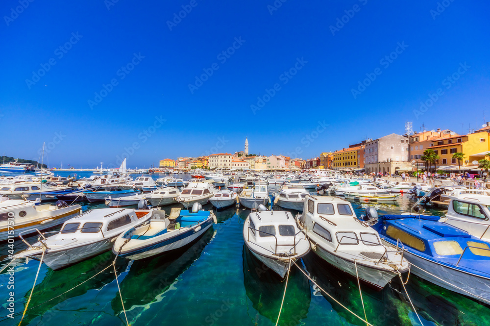 Harbour with boats at Rovinj, Istria, Croatia Harbour with boats at Rovinj, Istria, Croatia