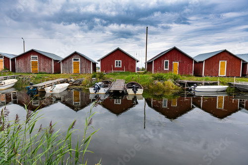 Finland, Boathouses in Kvarken Archipelago photo