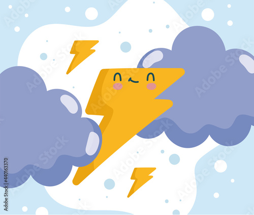 cute thunderbolt and clouds