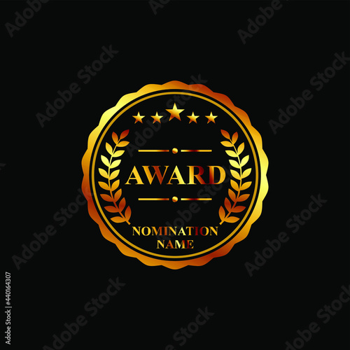 wreath award label gold best quality vector logo design