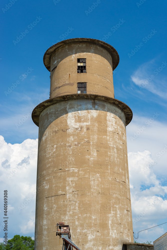 Concrete silo.