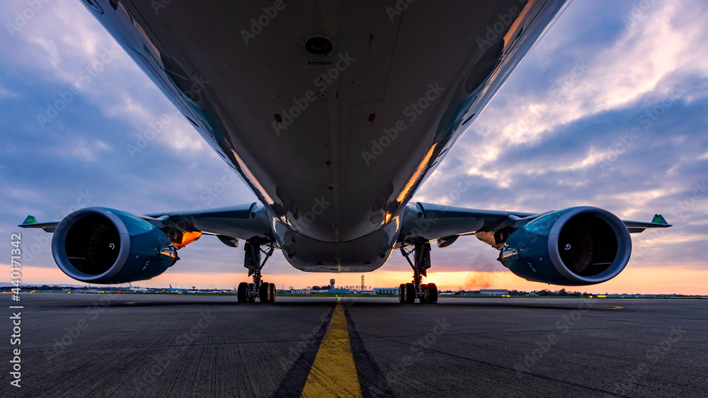 Fototapeta premium Dublin, Ireland, 8.12.2021 Dublin Airport Norvegian Dreamliner 787