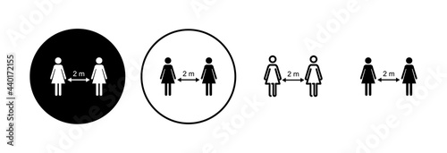 Social distancing icon set. social distance icon. self quarantine sign