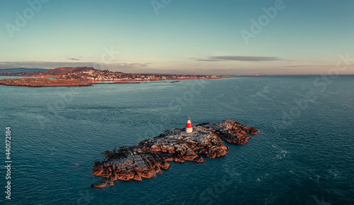 Aerial view of Dalkey Island. Sunset Vico Bathing Place, 
This pool is situated at the outdoor Vico bathing area on the coast at Dalkey - Killiney Dublin . Blackrock, dun Laoghaire - Ireland photo