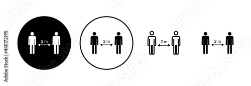 Social distance icon set. social distancing icon. self quarantine sign