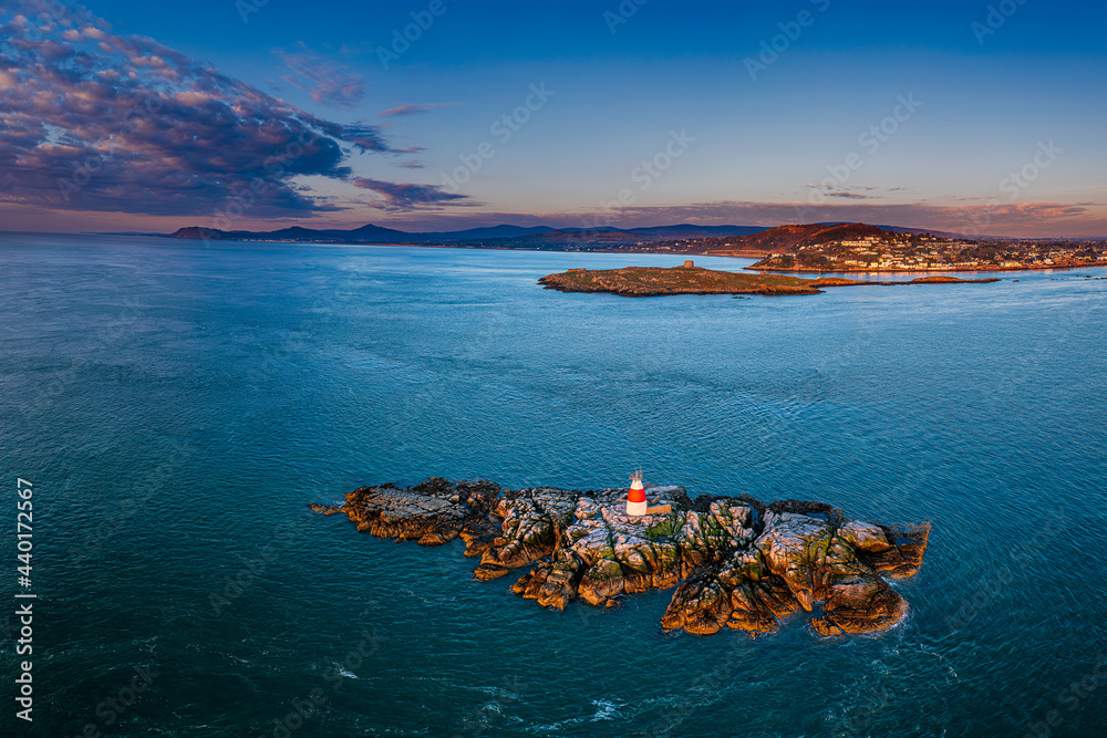 Aerial view of Dalkey Island. Sunset Vico Bathing Place, 
This pool is situated at the outdoor Vico bathing area on the coast at Dalkey - Killiney Dublin . Blackrock, dun Laoghaire - Ireland