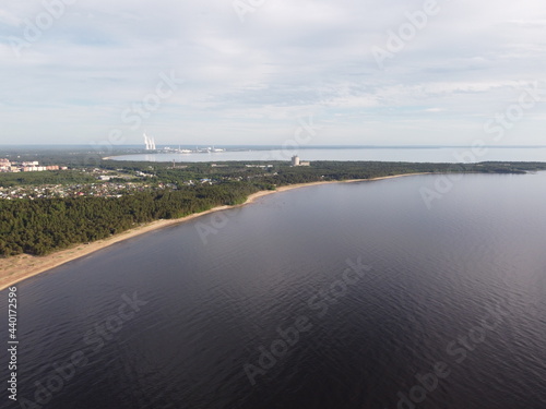 summer beach city Sosnovy Bor Russia aerial photo photo