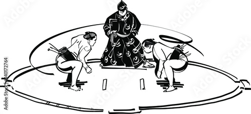 the vector illustration of the japan sumo fighters