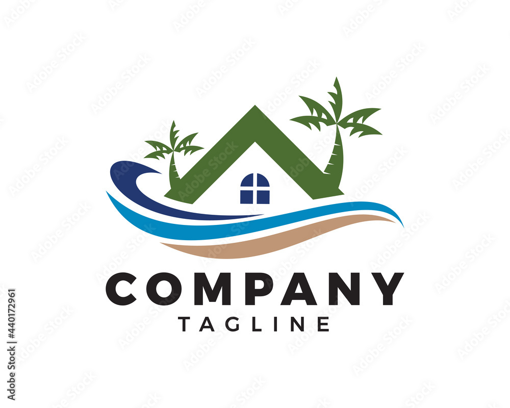 Fototapeta premium Beach House Logo Design Template