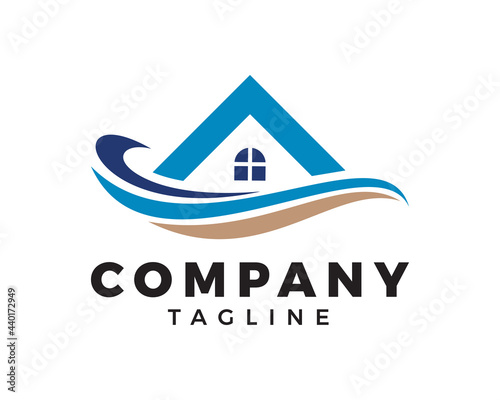 Beach House Logo Design Template