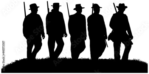 silhouette of American Civil war Soldiers on white background 