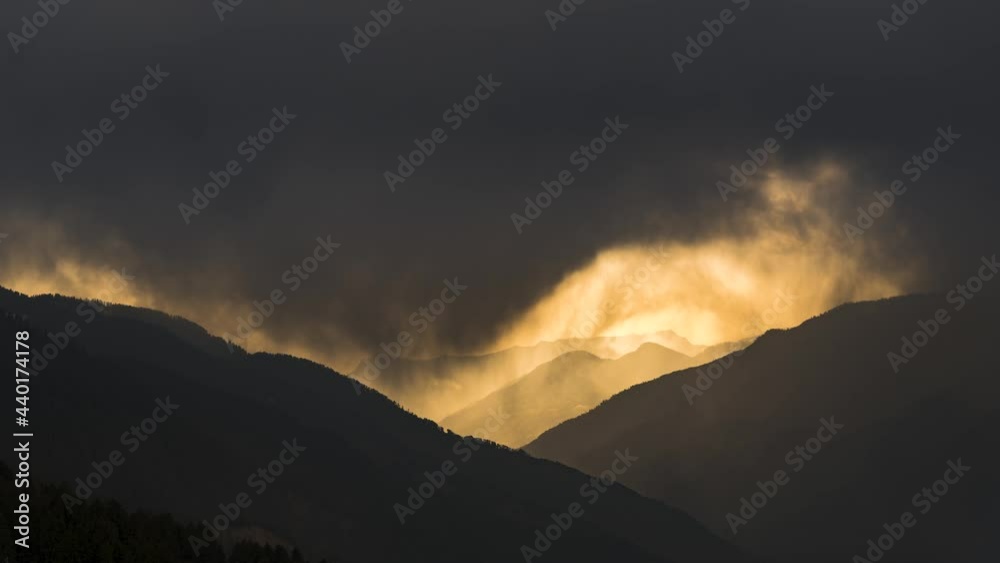 4K Timelapse of Sunset over snow mountains with monsoon clouds in Manali, Kullu, Himachal Pradesh Tourism ,India 4K Timelapse of Sunset over snow mountains with monsoon clouds in Manali, Kullu, Himachal Pradesh Tourism ,India