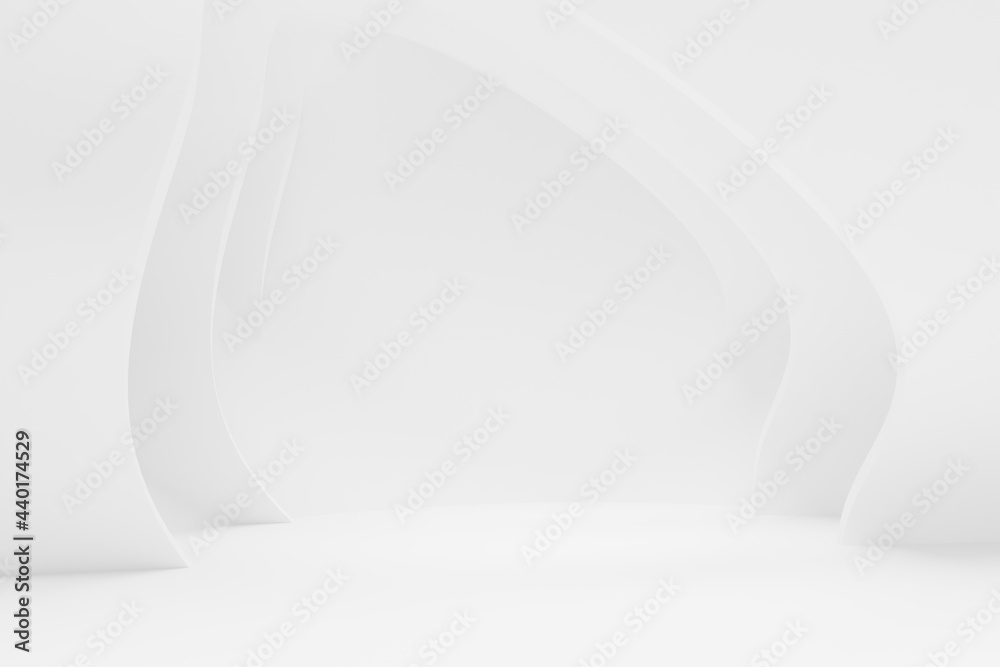 Abstract white Architecture Background. 3d render. Modern Geometric Wallpaper. Futuristic Technology Design - obrazy, fototapety, plakaty 