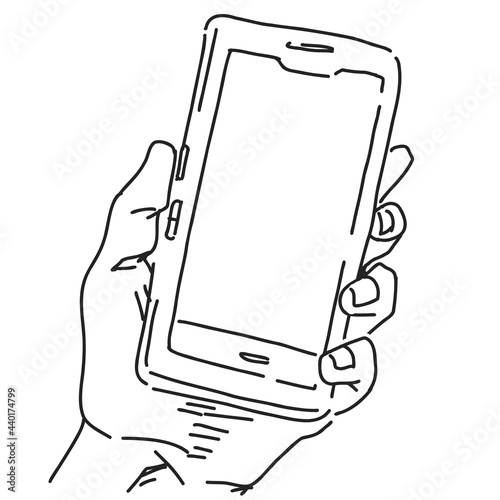 手描き　スマートフォンを手で持ったイラスト