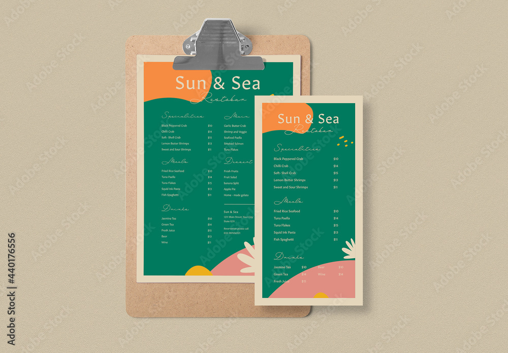 Organic Food Menus Layout Stock Template | Adobe Stock