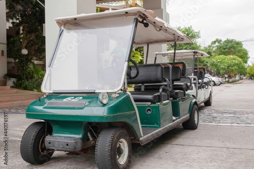 A small electric carts for transportation to customers within the golf resort