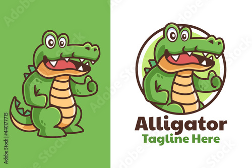 Alligator thumbs up Cartoon Logo Design