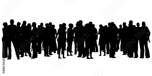 Silhouette of a crowd of people isolated on a white background. Vector illustration