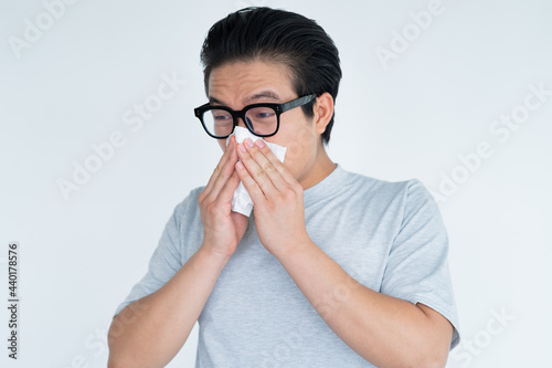 photo of Asian man with sinusitis
