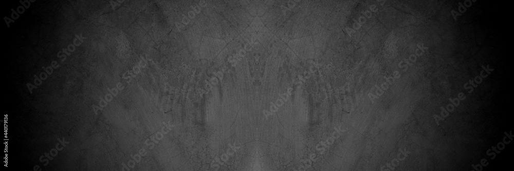 Naklejka premium Old wall texture cement dark black gray panorama background abstract grey color design are light with white gradient background.